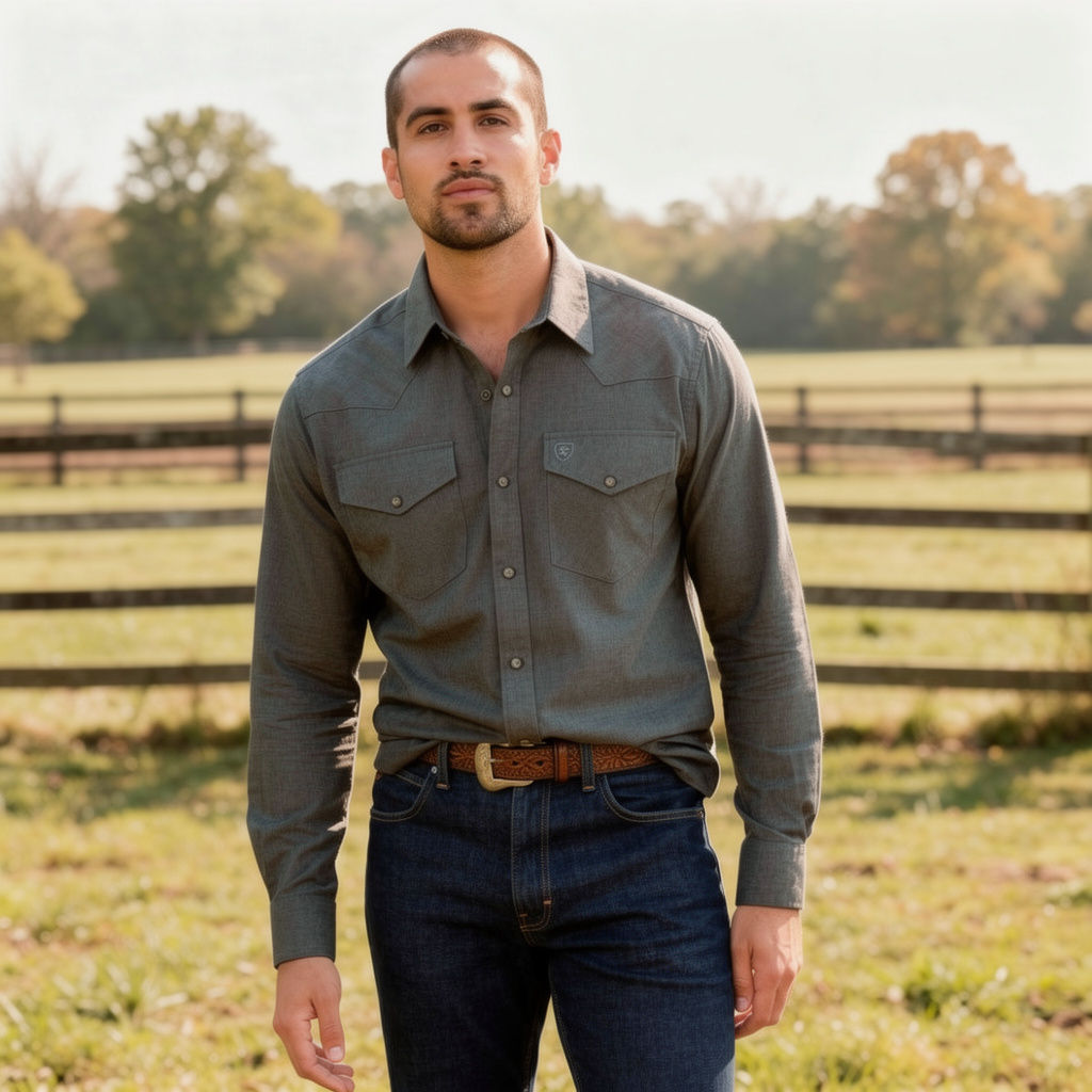 ARIAT MNS Solid Twill Fitted Shirt 10079640