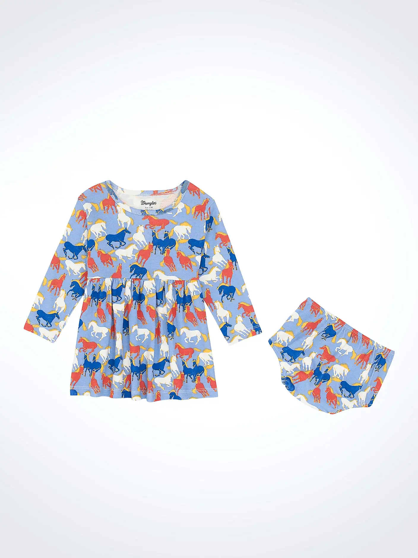 Little Girl's Long Sleeve Horse Print Dress 112367545