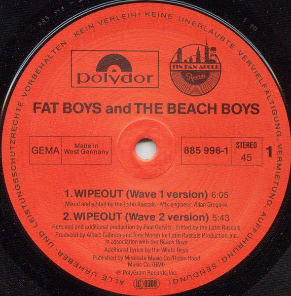 Thumbnail: Fat Boys And Beach Boys, The - Wipeout! (12-inch maxi-single)