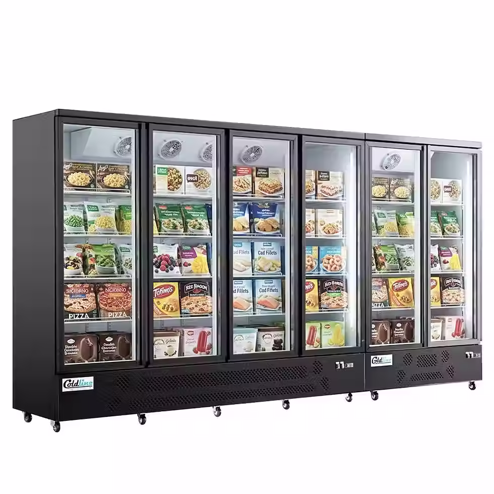 Thumbnail: 148" Six Glass Door Merchandiser Freezer with LED Lighting, Black