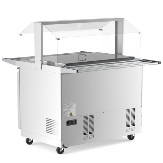 Thumbnail: 48" Stainless Steel Refrigerated Salad Bar, Buffet Table with Sneeze Guard