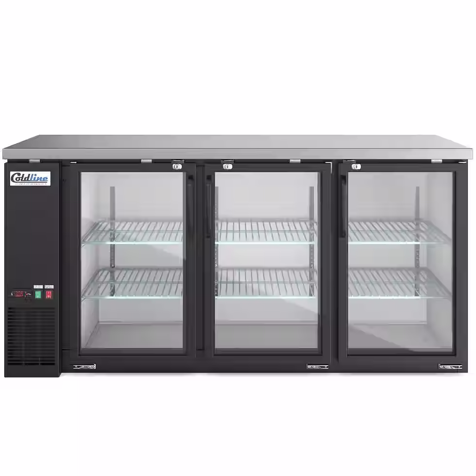 Thumbnail: 72" Swing Glass Door Back Bar Cooler, Black