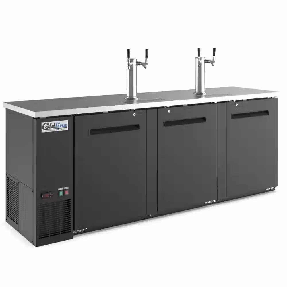 90" Black 4 Tap Refrigerated Direct Draw Beer Dispenser
