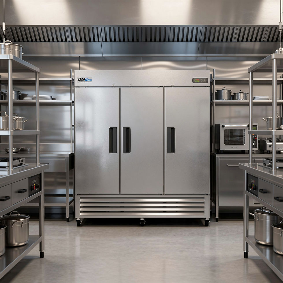 Thumbnail: 78" Three Solid Door Commercial Reach-In Freezer - Stainless Steel