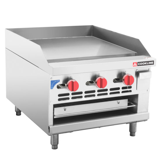 24" Commercial Countertop Gas Raised Griddle Broiler Combo - 54,000 BTU