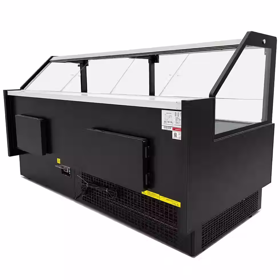 Thumbnail: 102" Deep Depth Refrigerated Flat Straight Glass Meat Deli Case with Rear Storag
