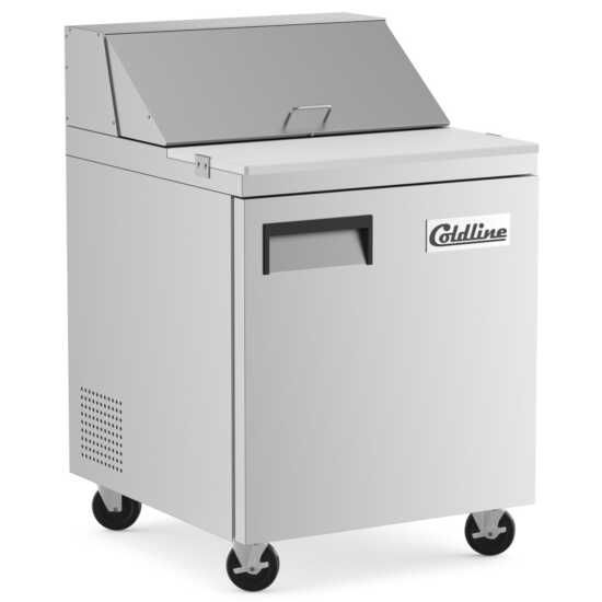 27" Refrigerated Sandwich Prep Table with Cutting Board and Food Pans