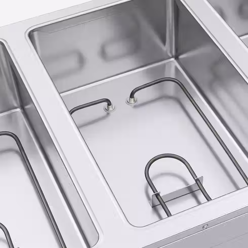 Thumbnail: 32" Two Well Electric Hot Food Steam Table with Sneeze Guard and Undershelf - 12
