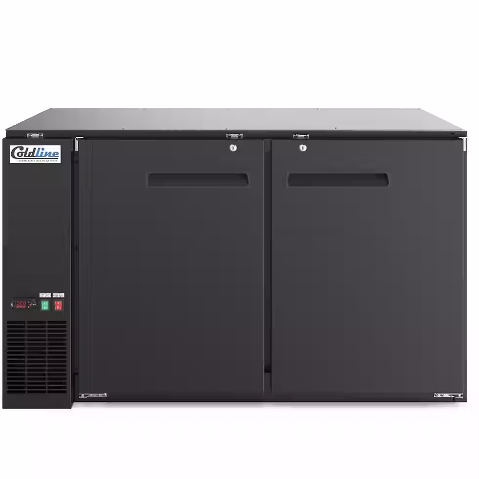 Thumbnail: 60" Underbar Height Swing Solid Door Back Bar Cooler, Black
