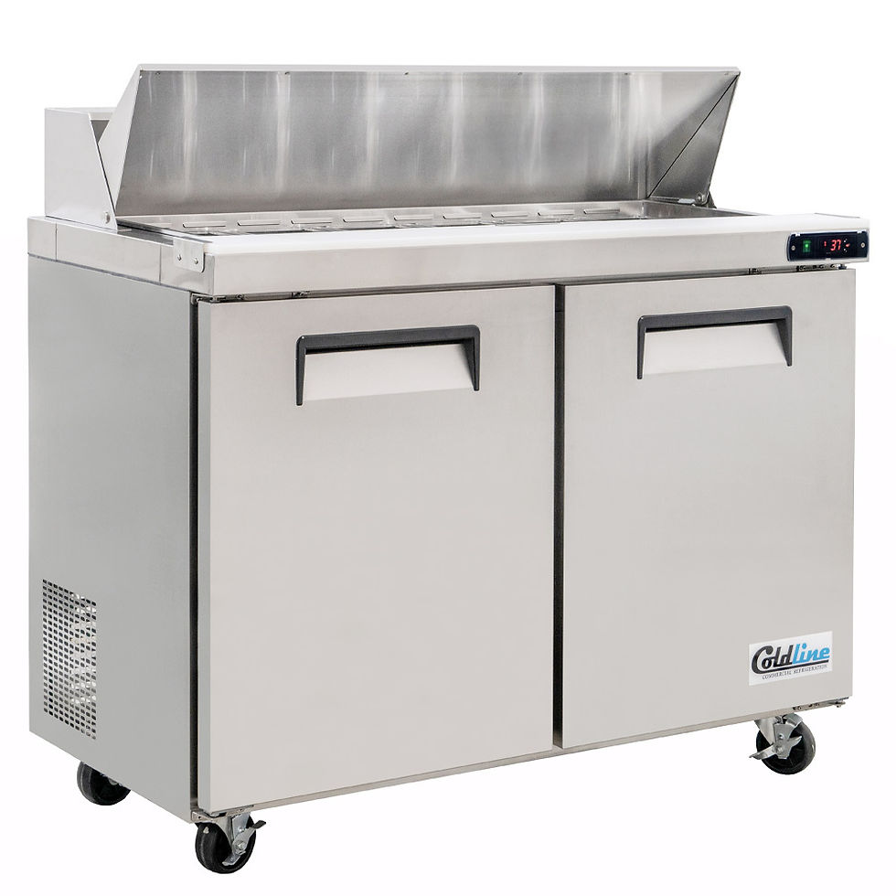 Thumbnail: 48" Narrow Depth Refrigerated Sandwich Prep Table with Cutting Board and Food Pa