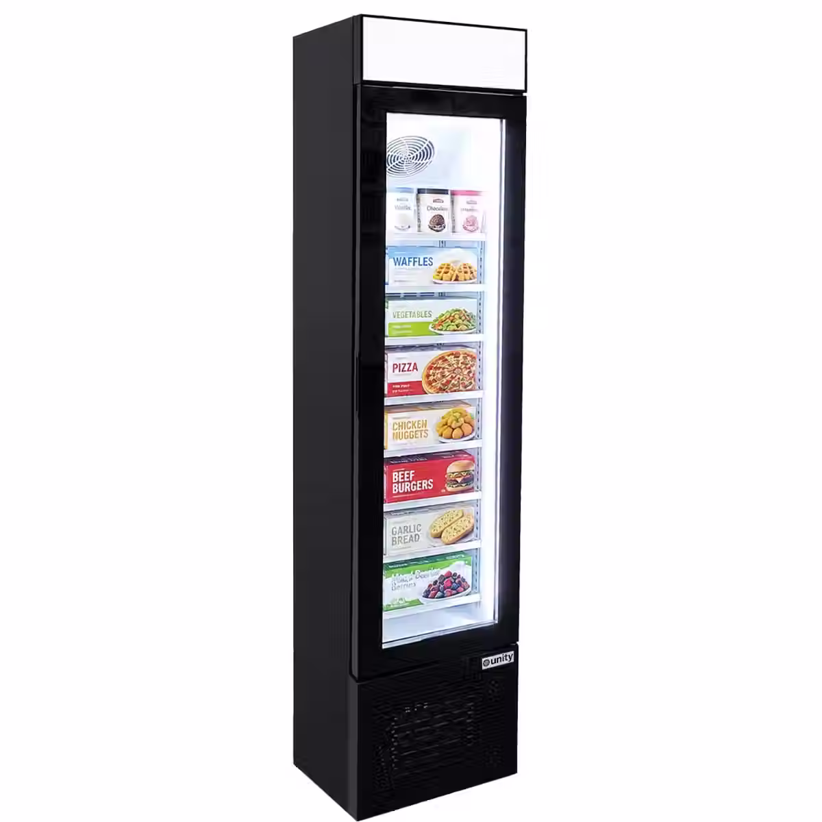 17" Glass Door Merchandiser Freezer with LED lighting, Black