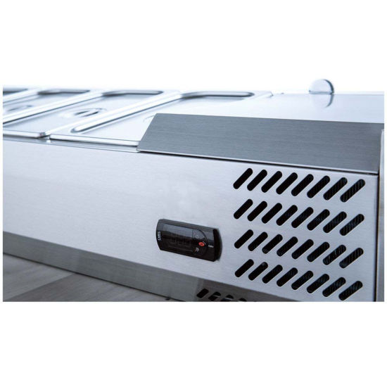 Thumbnail: 48" Refrigerated Countertop Salad Bar, Glass Topping Rail, 4 Pans