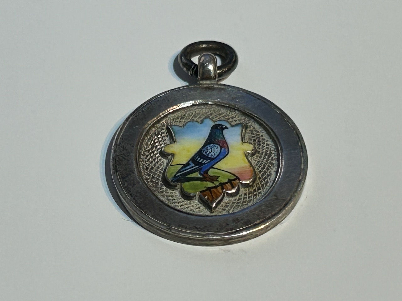 1928 Hallmarked Silver & Enamel Pigeon Racing Medal