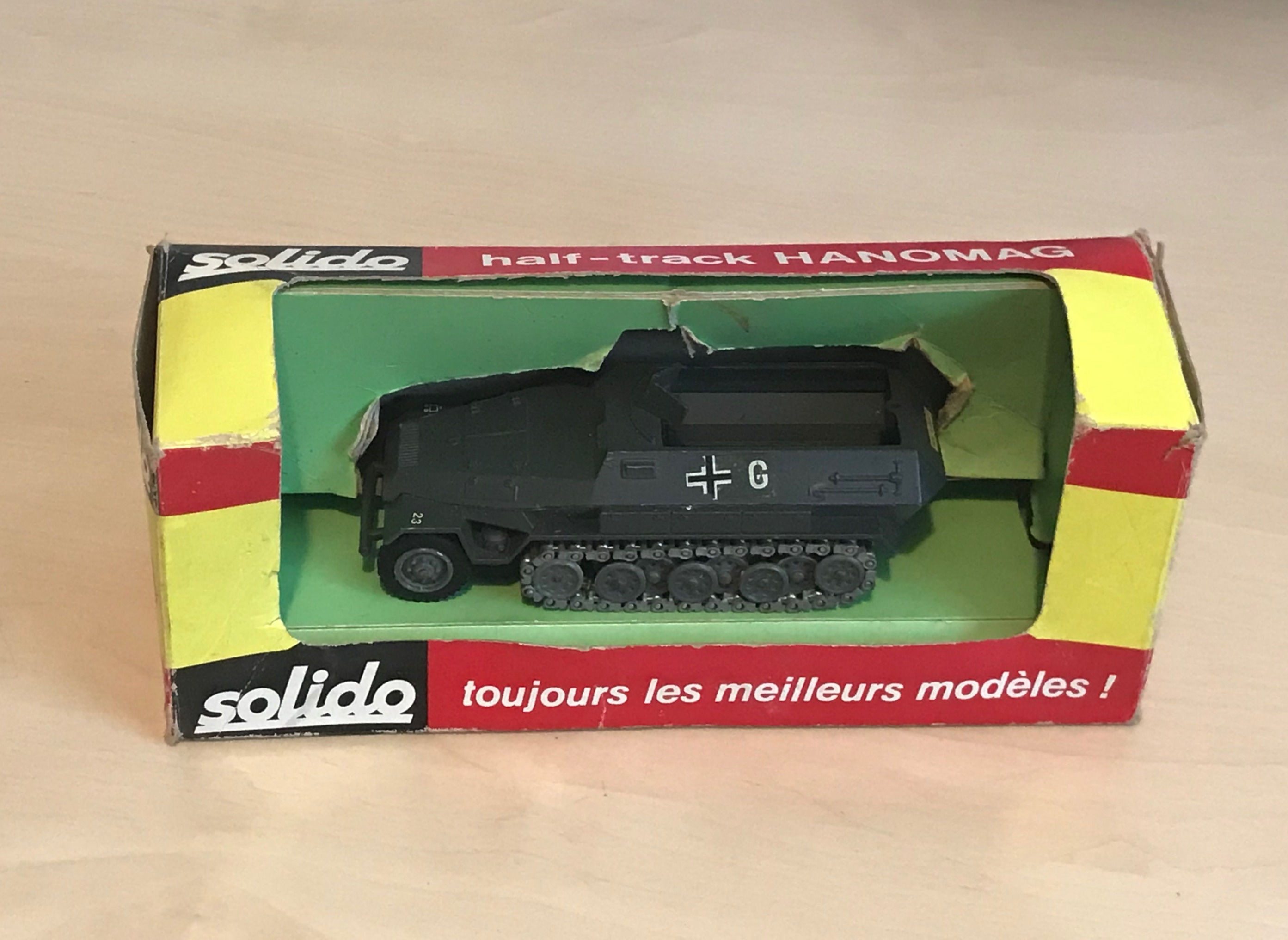 Vintage Solido 241 German Army Half Track Hanomag Diecast Toy