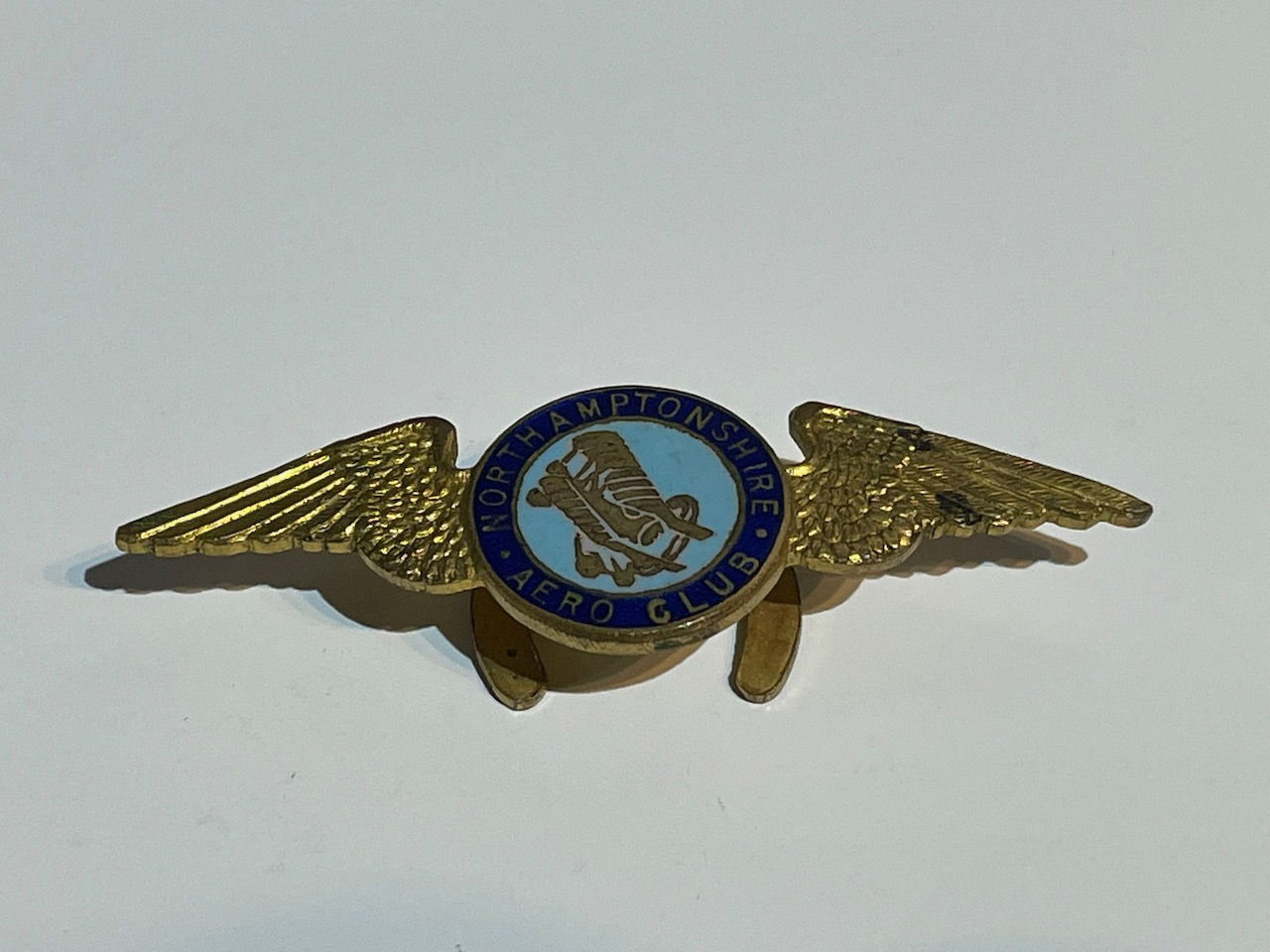 Vintage Northamptonshire Aero Club Enamel Wings Badge