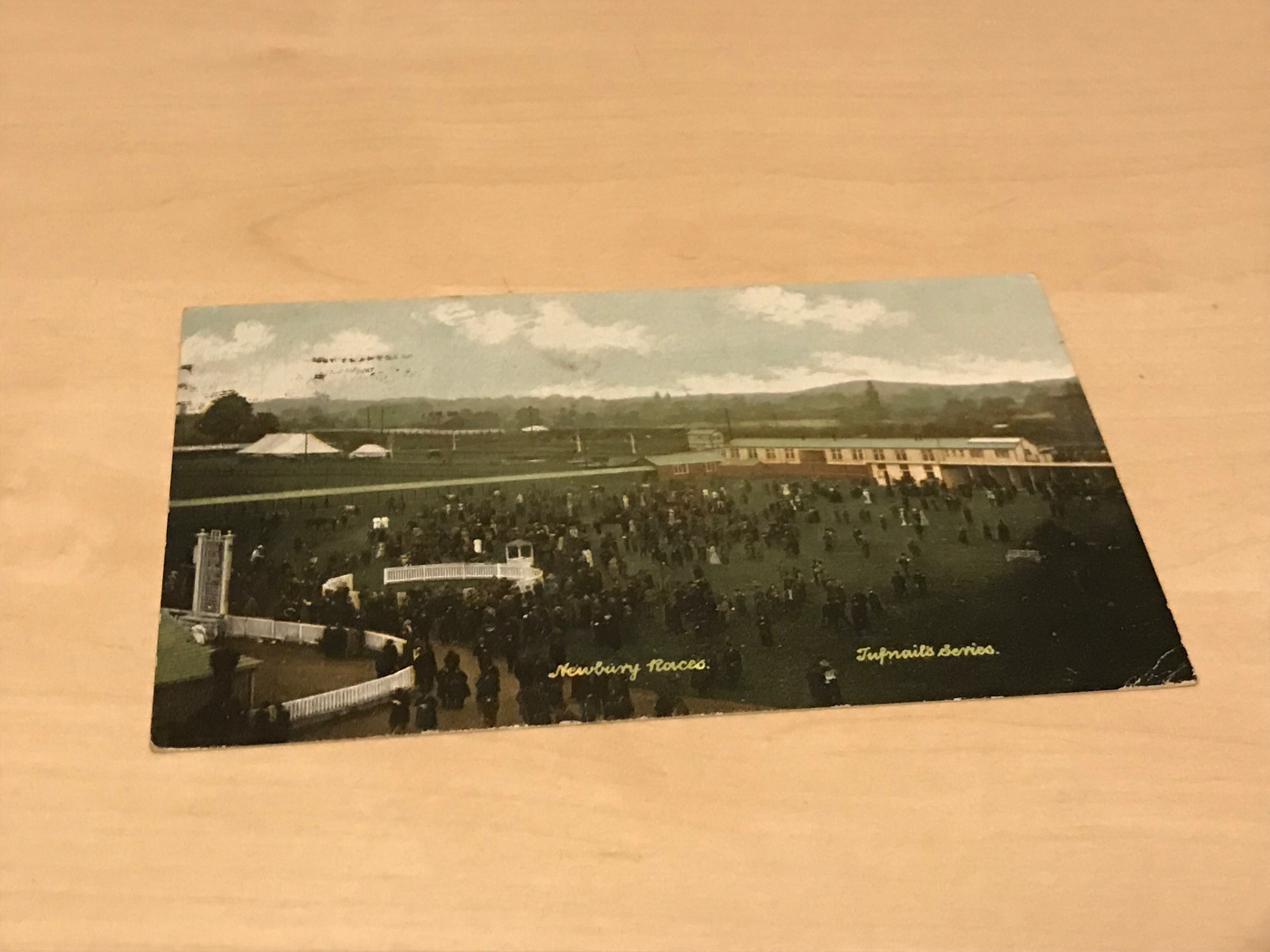 1907 Newbury Races Advertising Postcard February Steeple Chases Front