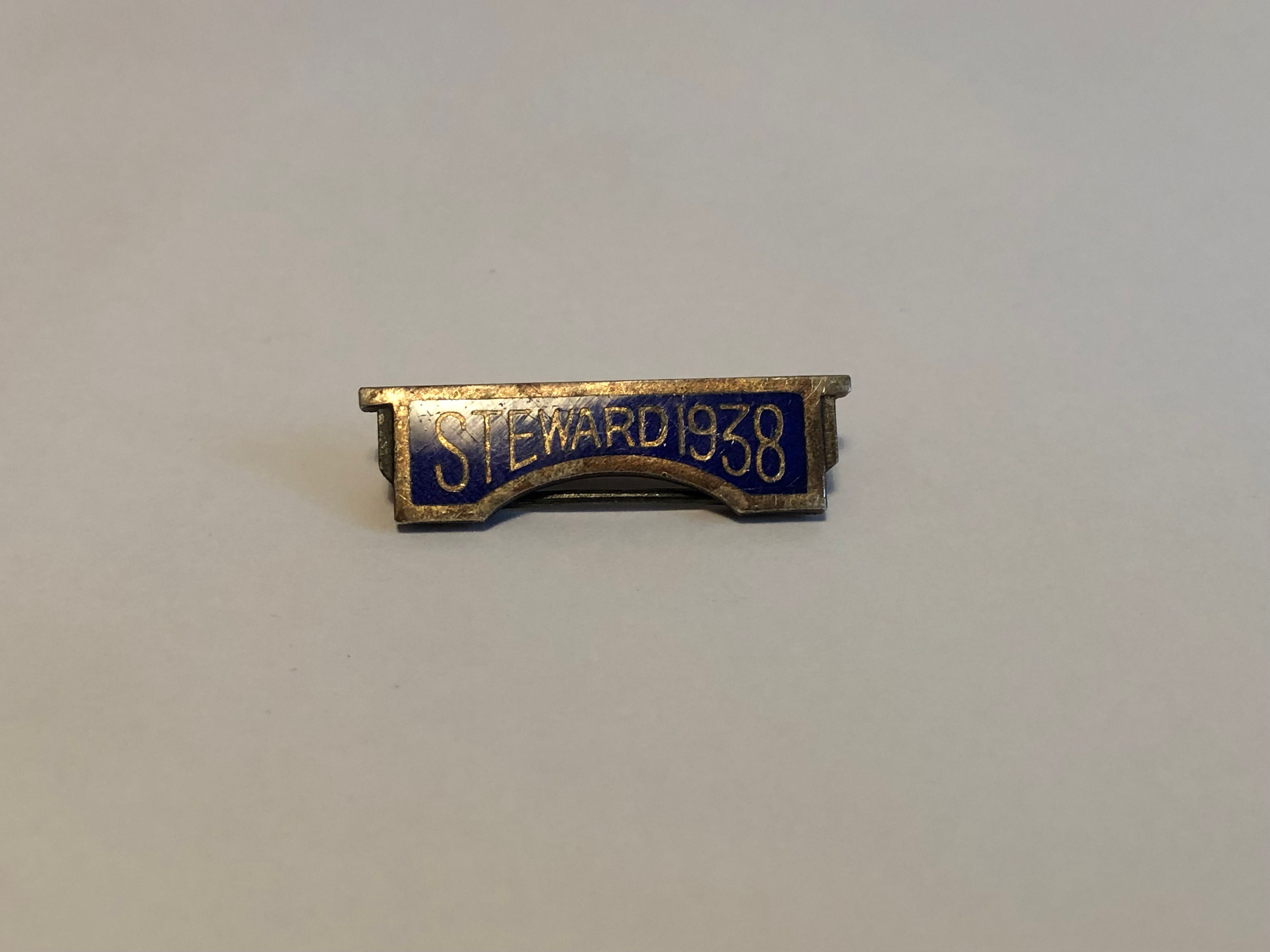 1938 Steward Enamel Badge / Ribbon Holder