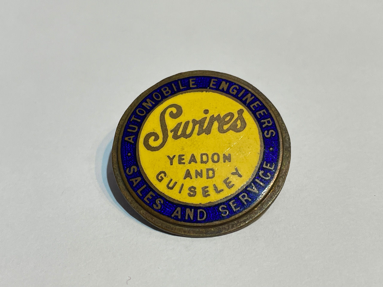 Vintage Swires of Yeadon & Guiseley Automobile Engineers Enamel Dashboard Badge
