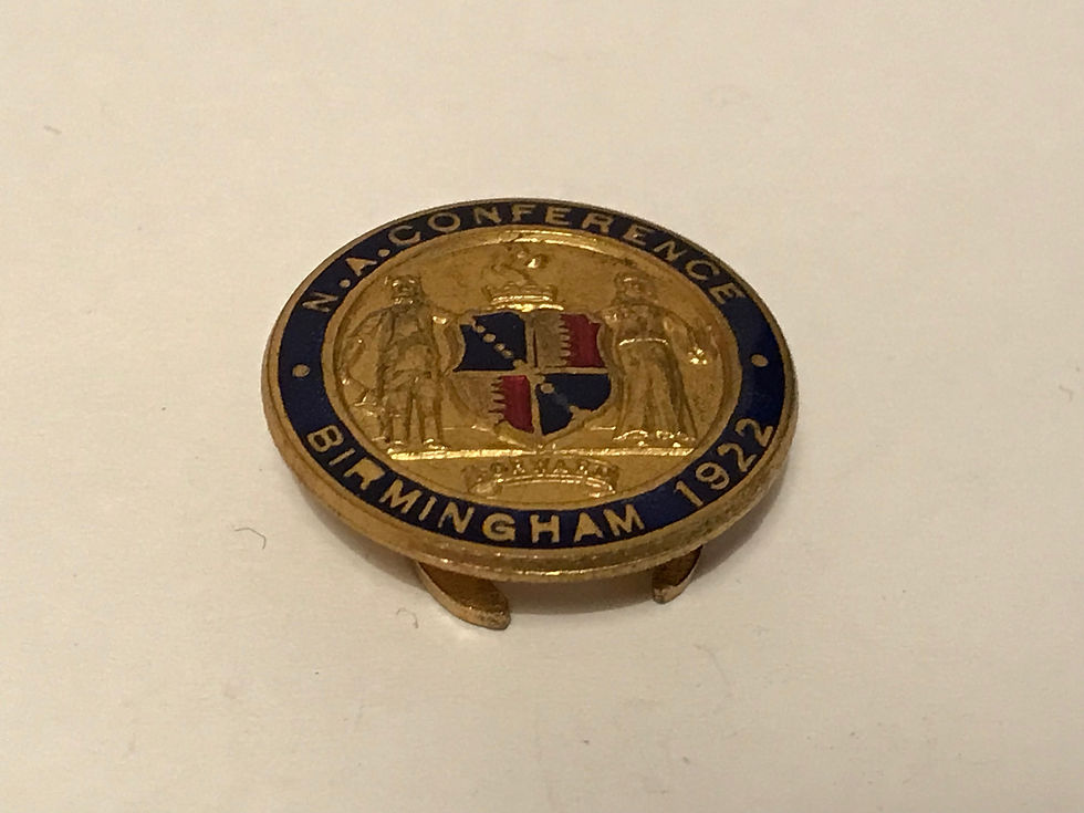 1922 N.A. Conference Birmingham Enamel Badge by Tiptaft Front