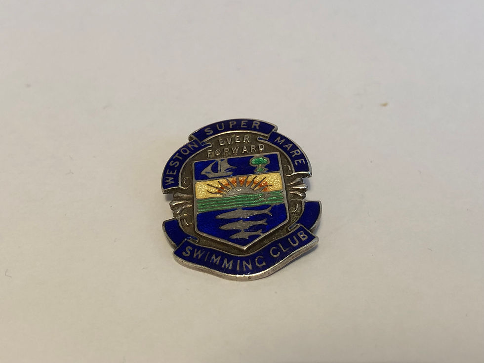 Hallmarked Silver 1930s Weston Super Mare Swimming Club Enamel Badge Close