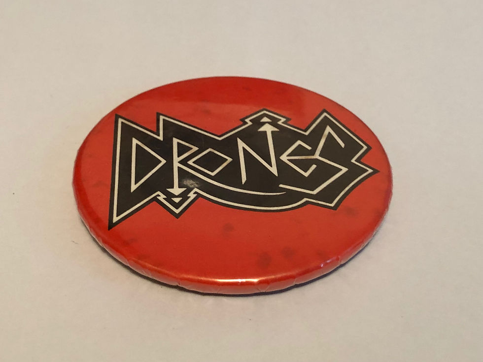 Original 1970s Drones Punk Band 2" Pin Badge Close