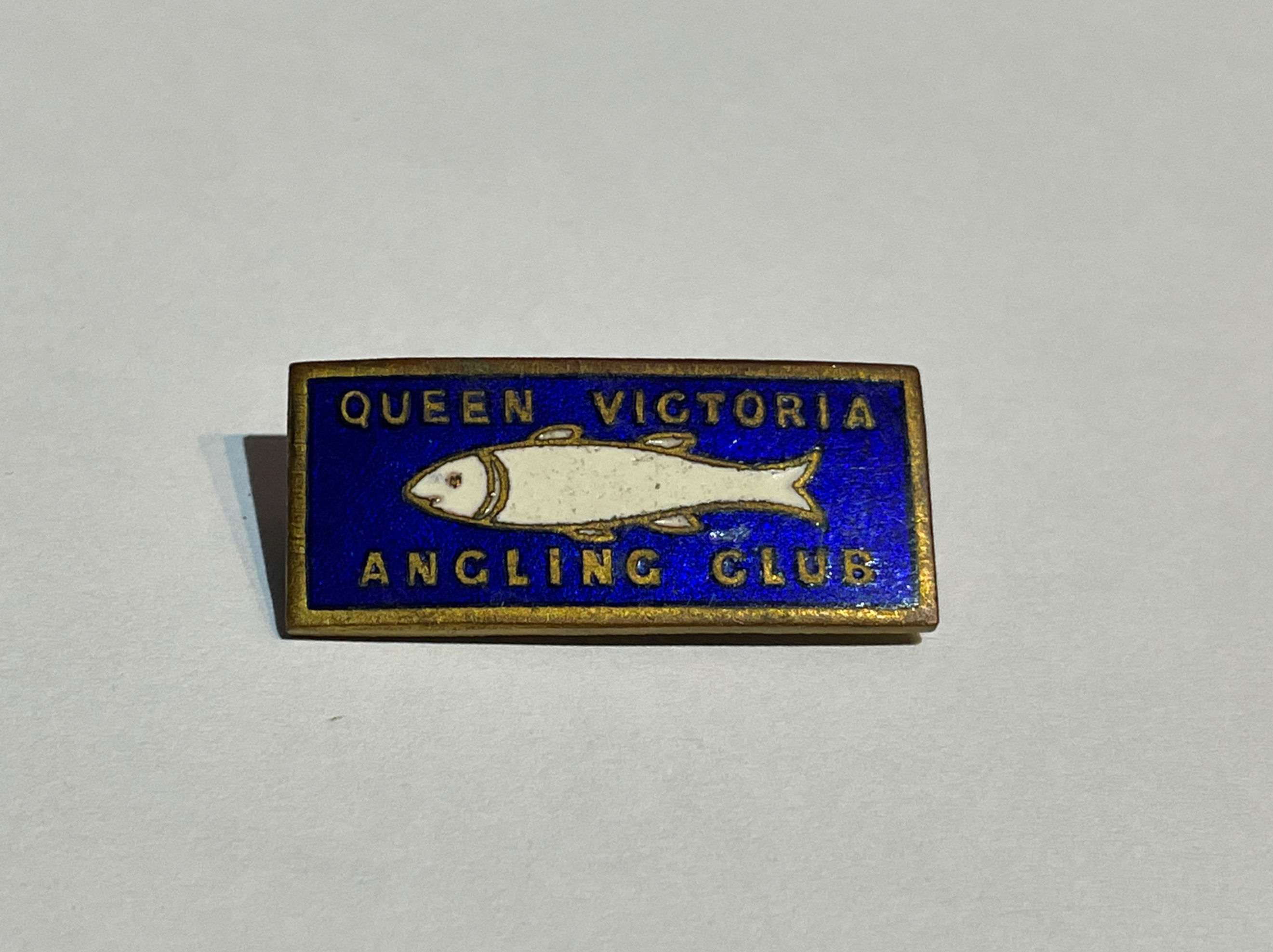 Vintage Queen Victoria Angling Club Enamel Badge