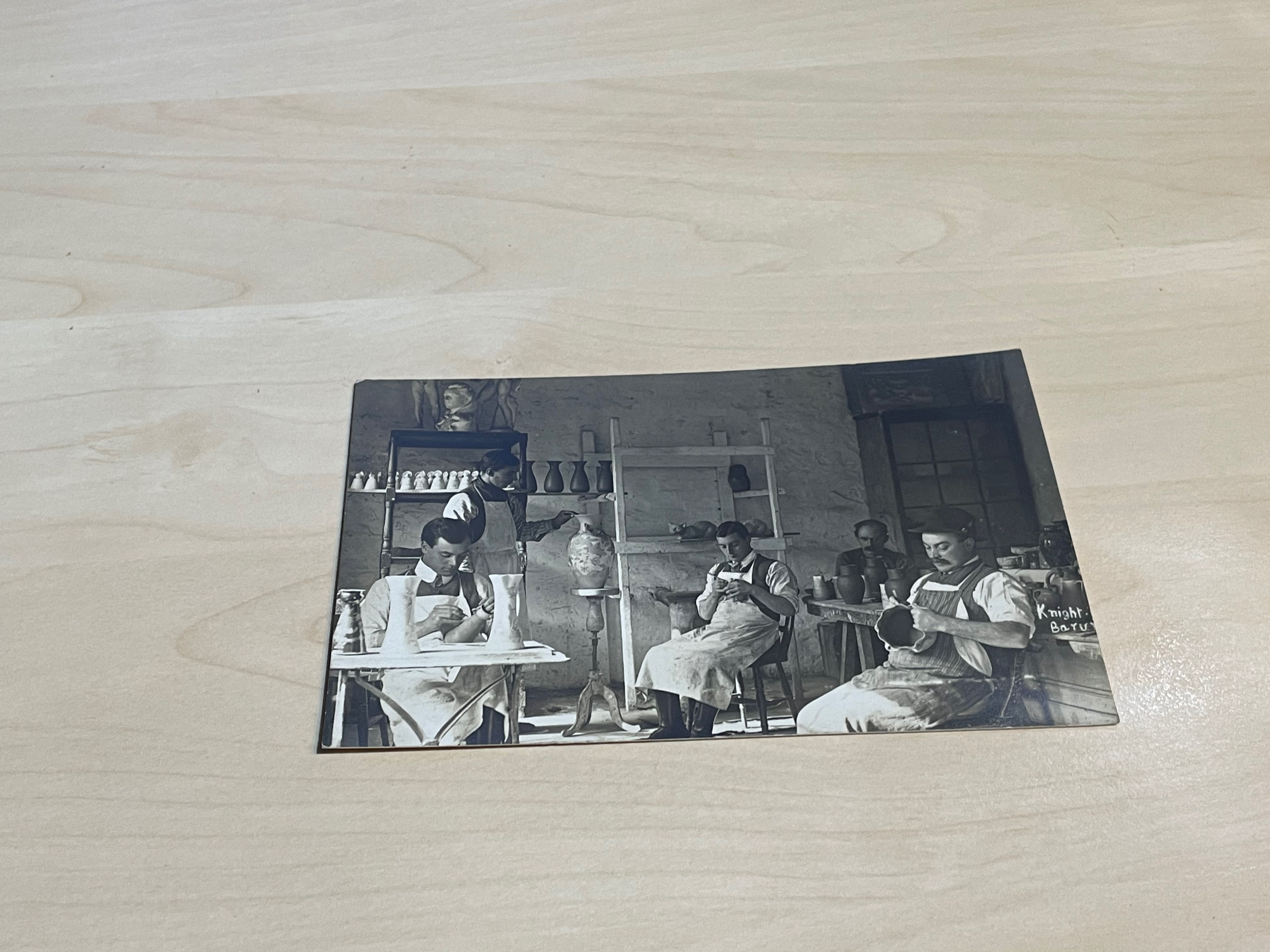 Early 1900s Postcard Men Decorating Pots Pottery Interest Postcard