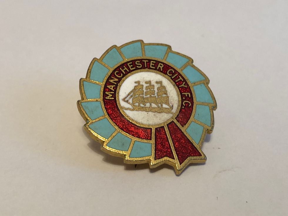 Vintage Manchester City Rosette Style Enamel Badge Close