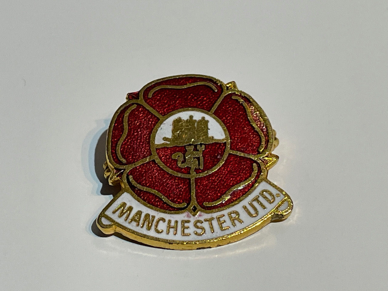 Vintage Manchester United Rose Style Enamel Badge by Coffer