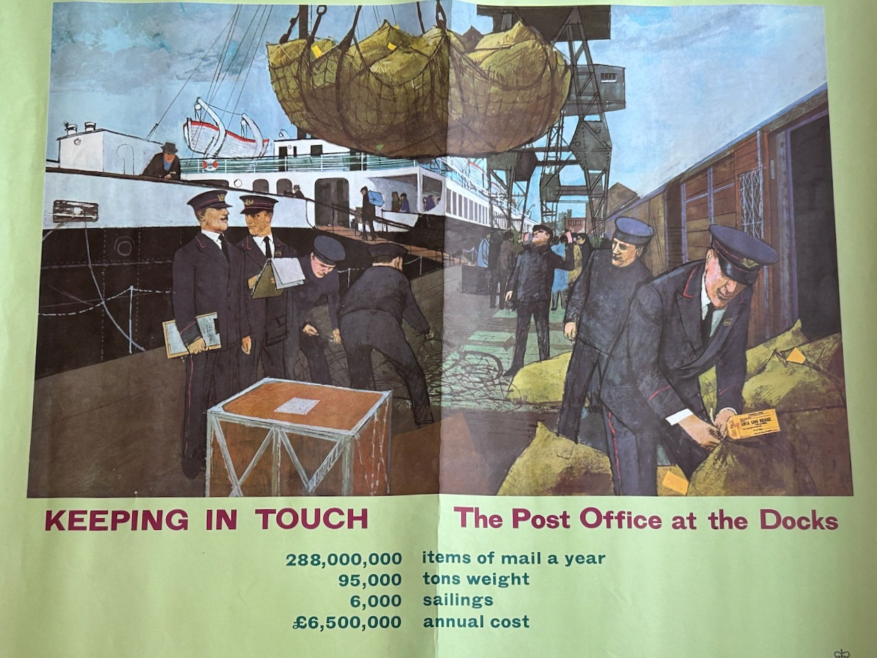 1960s GPO Poster Keeping in Touch The Post Office At The Docks