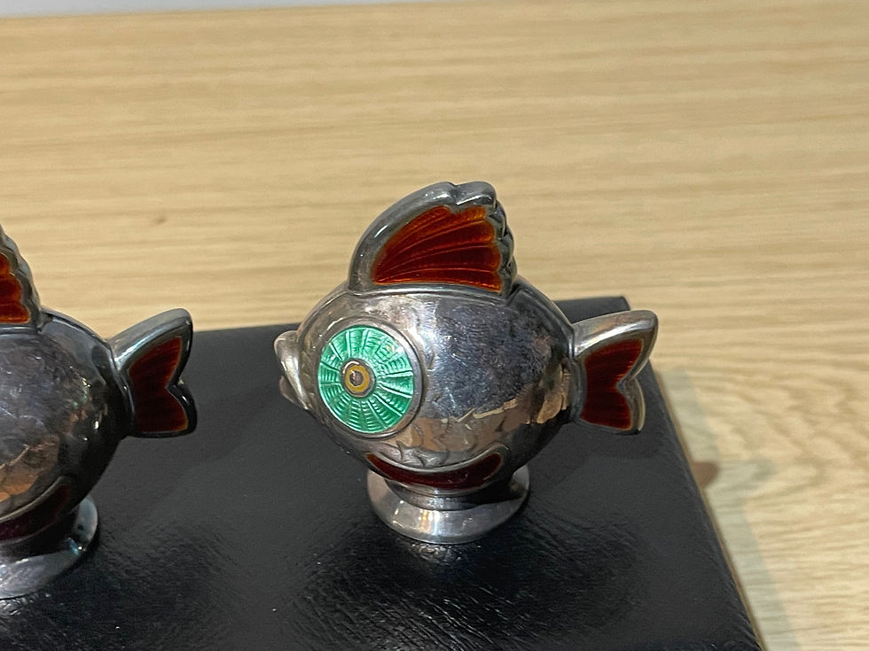 Thumbnail: Vintage Boxed MEKA Danish Sterling Silver & Enamel Fish Pepper Pot