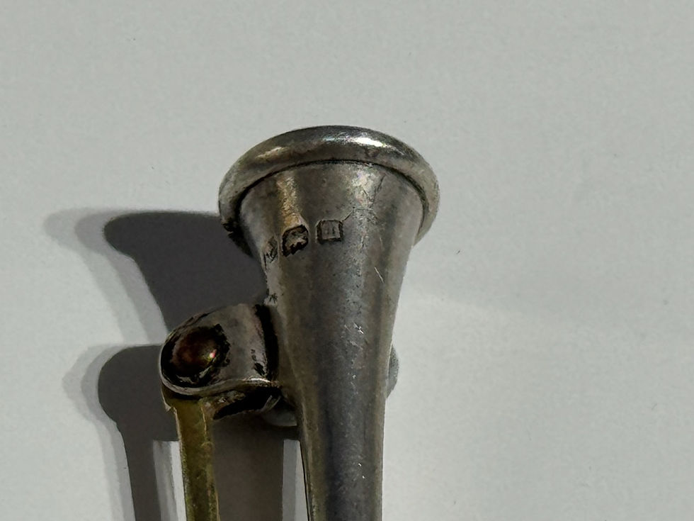 Thumbnail: Silver Hunting Horn Brooch Hallmarks