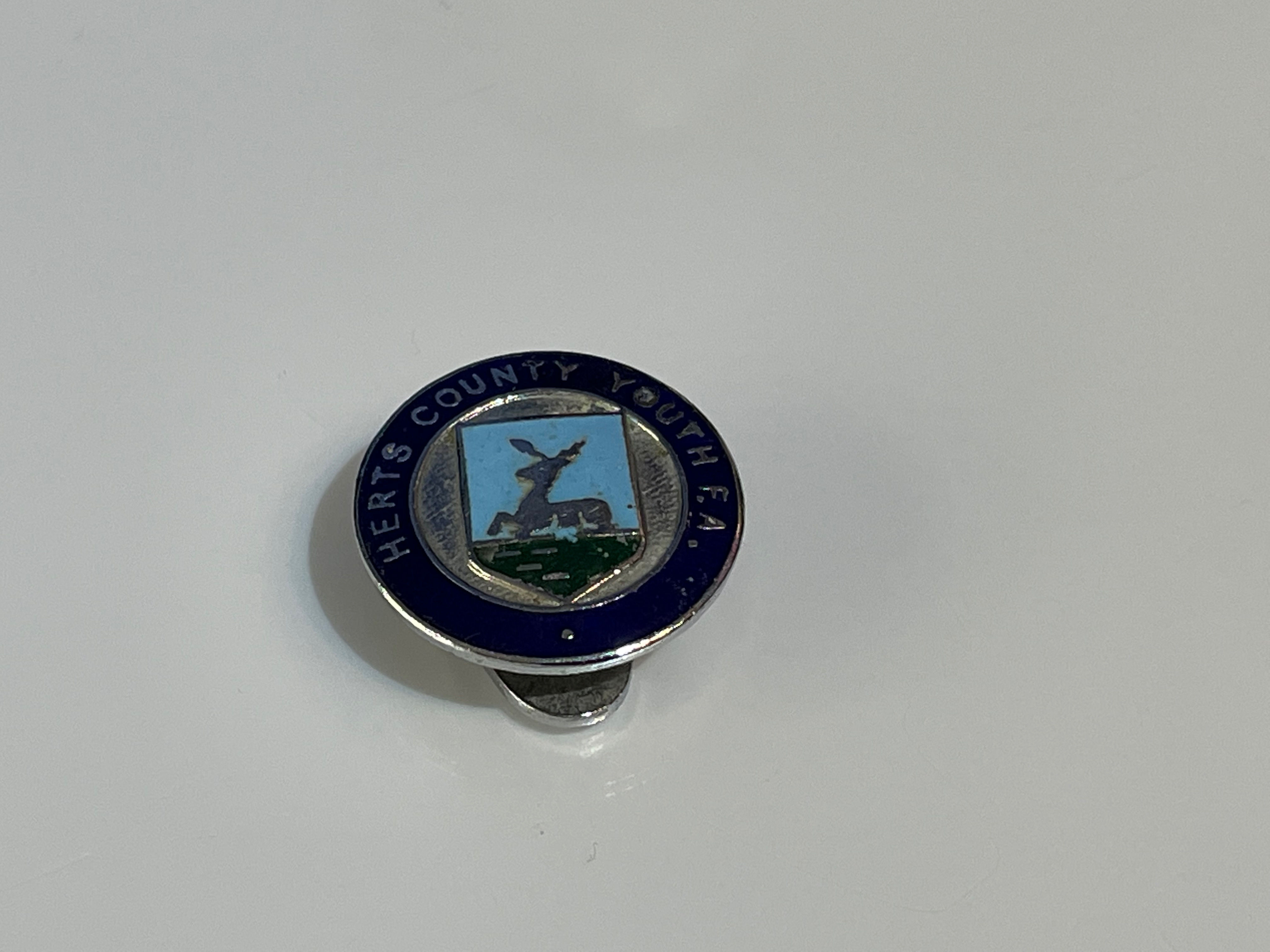 Vintage Herts County Youth F.A. Football Association Enamel Badge