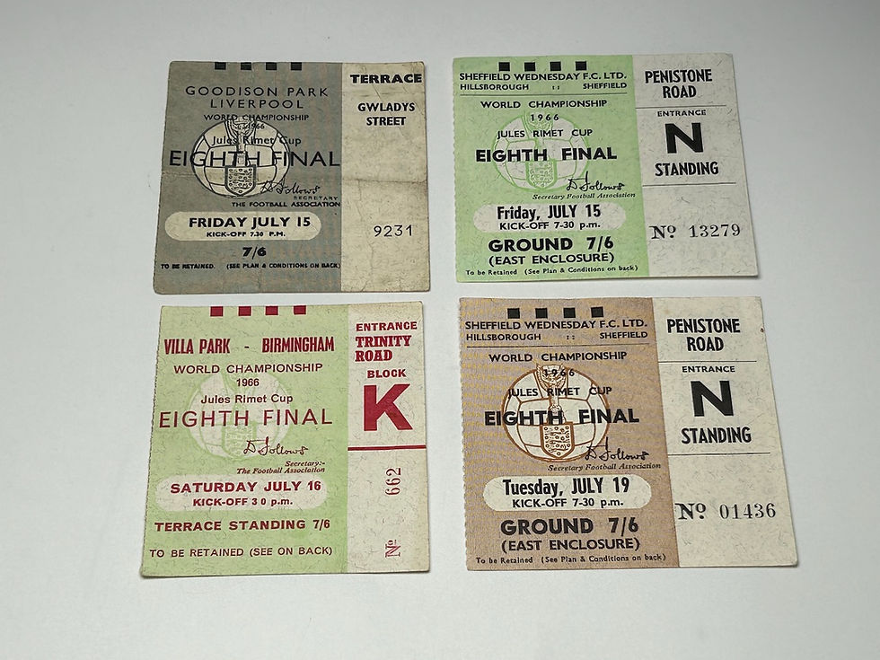 4 x Original 1966 World Cup Eighth Final Ticket Stubs