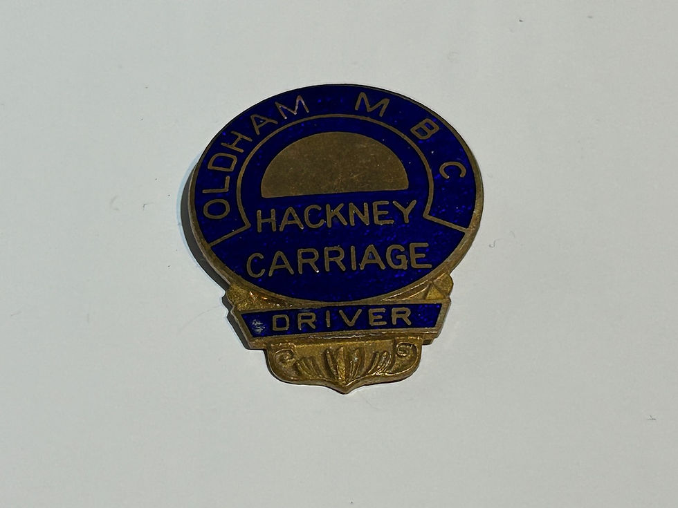 Obsolete Vintage Oldham M.B.C. Hackney Carriage Driver Badge