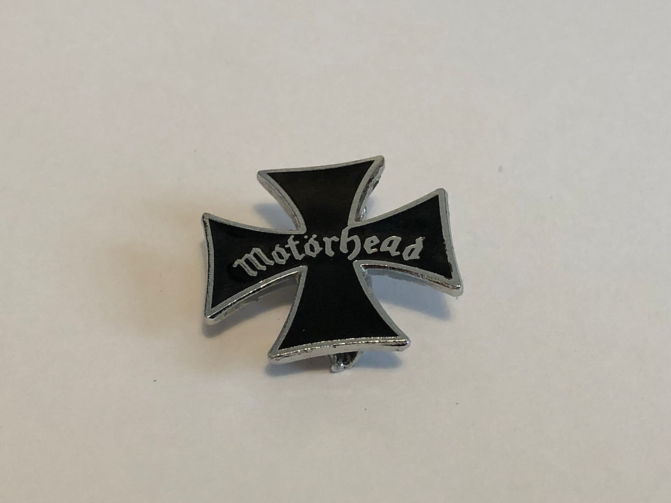 Vintage Motorhead Cross Enamel Badge Close