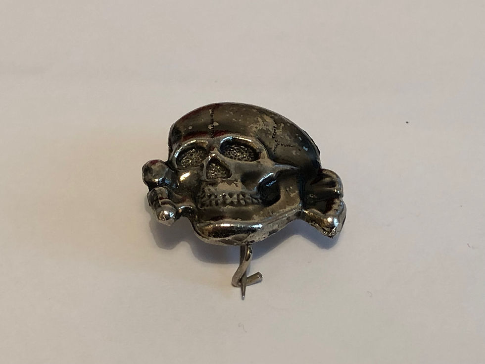 Vintage Cast Metal Skull Biker Badge by Poker