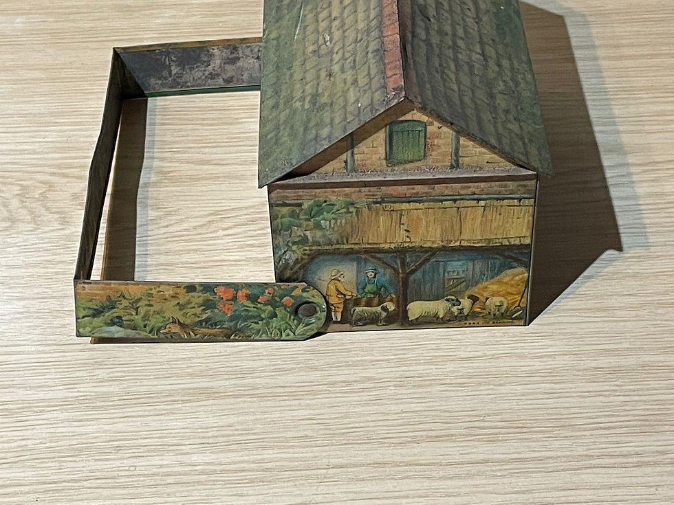 1930s Huntley & Palmers Farmhouse Biscuit Tin Side 1