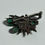 Thumbnail: Silver Marcasite & Emerald Green Polished Stone Brooch