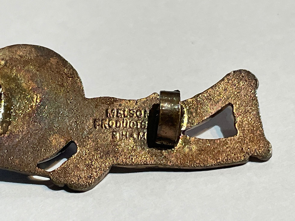 Thumbnail: Pre War Robertsons Golly Cricketer Enamel Badge by Melsom Stamp