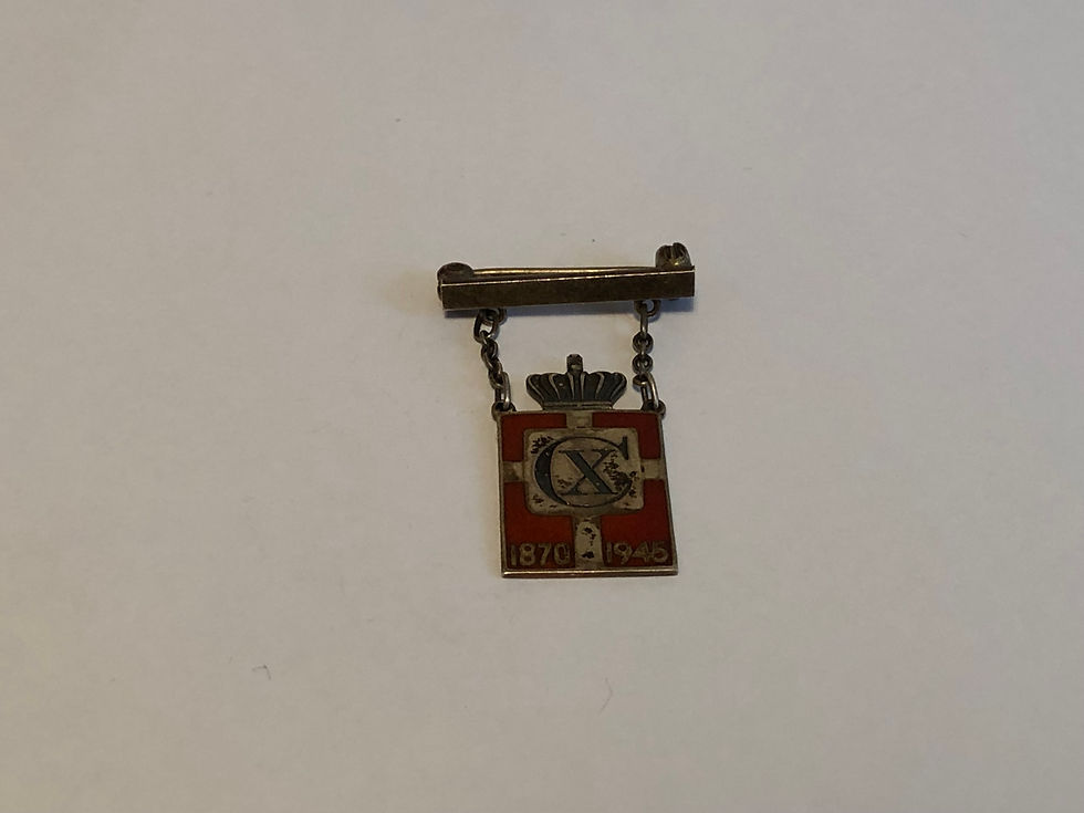 Thumbnail: 1870 - 1945 Georg Jensen King Christian Enamel Badge