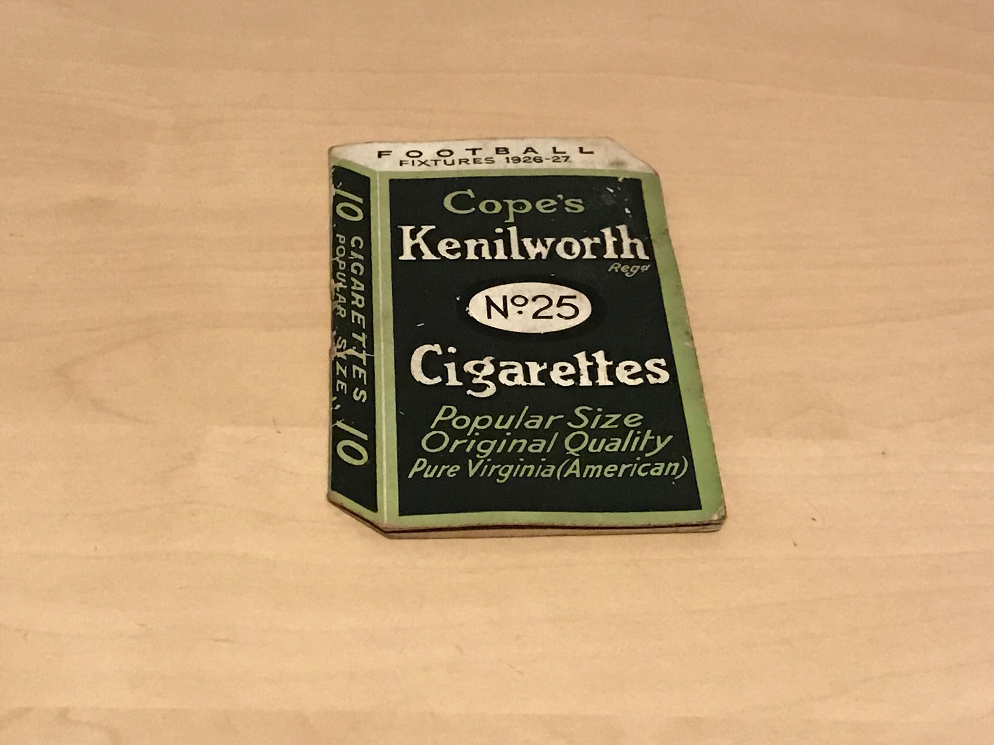 1926-27 Football Fixtures Booklet Cope's Kenilworth Cigarettes Advertising