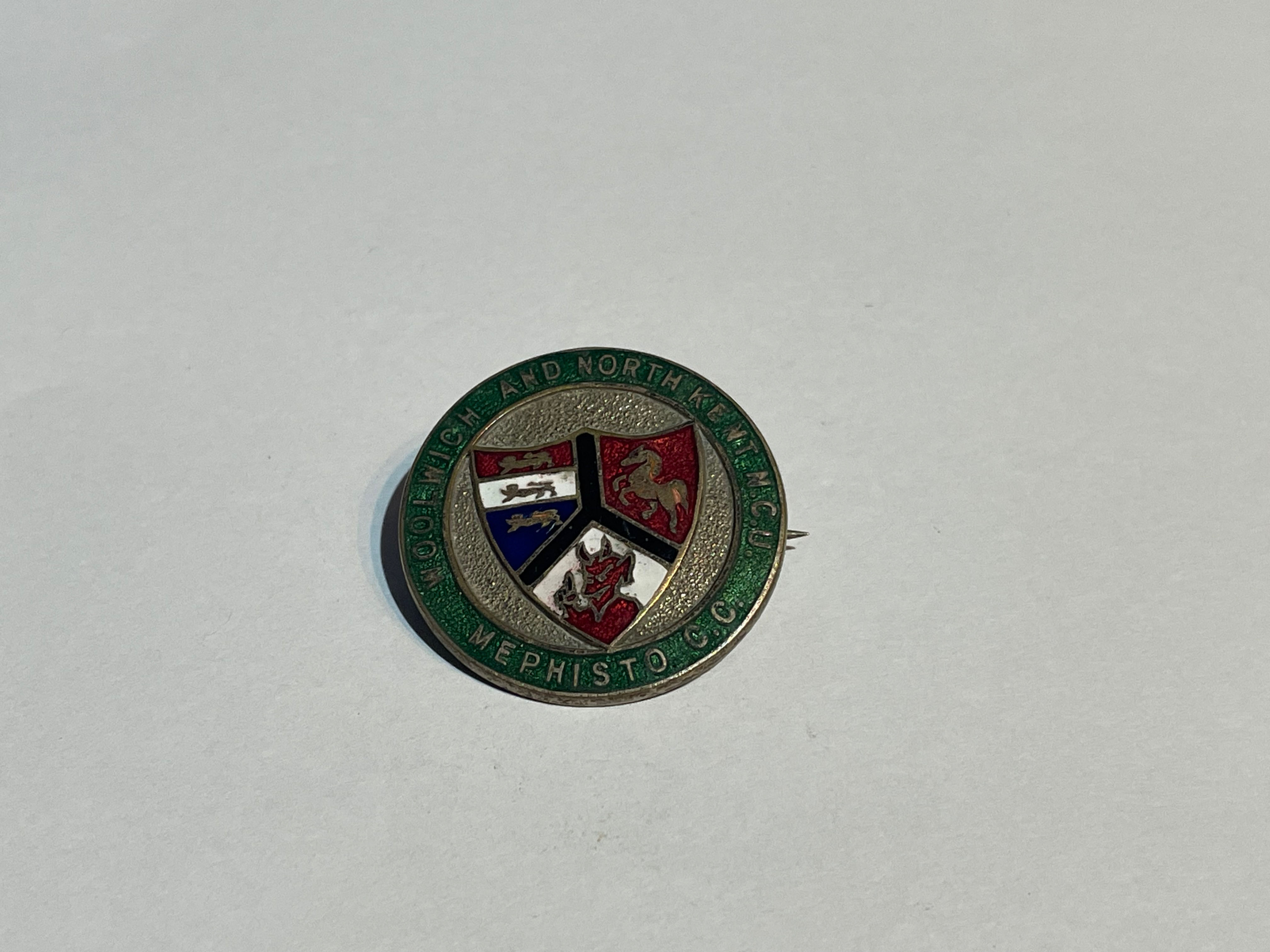 Woolwich & North Kent N.C.U. Mephisto Cycling Club Enamel Badge