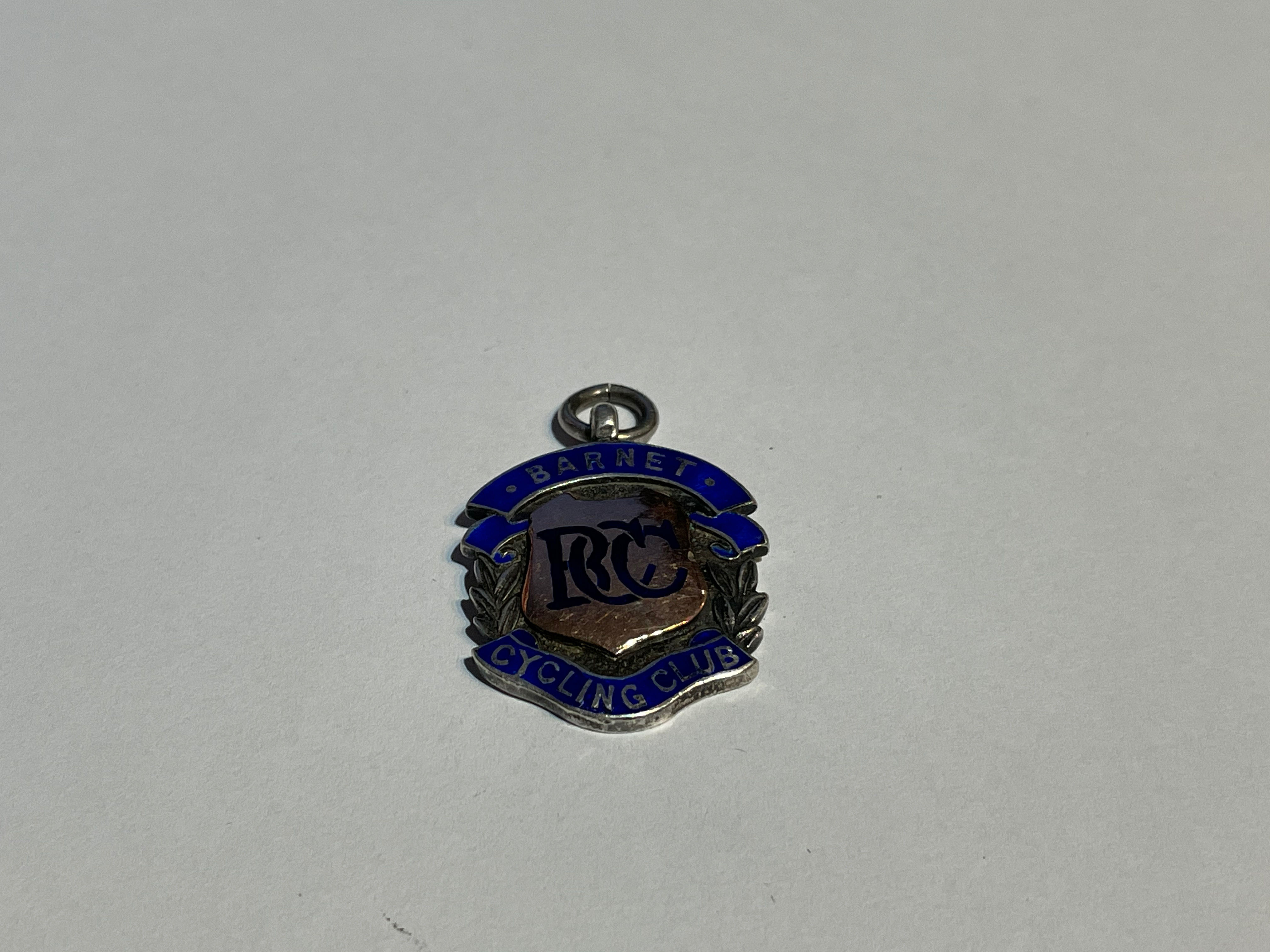 1935 Hallmarked Silver & Enamel Barnet Cycling Club Fob Medal