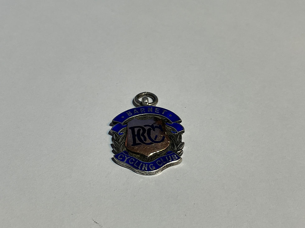 Thumbnail: 1935 Hallmarked Silver & Enamel Barnet Cycling Club Fob Medal