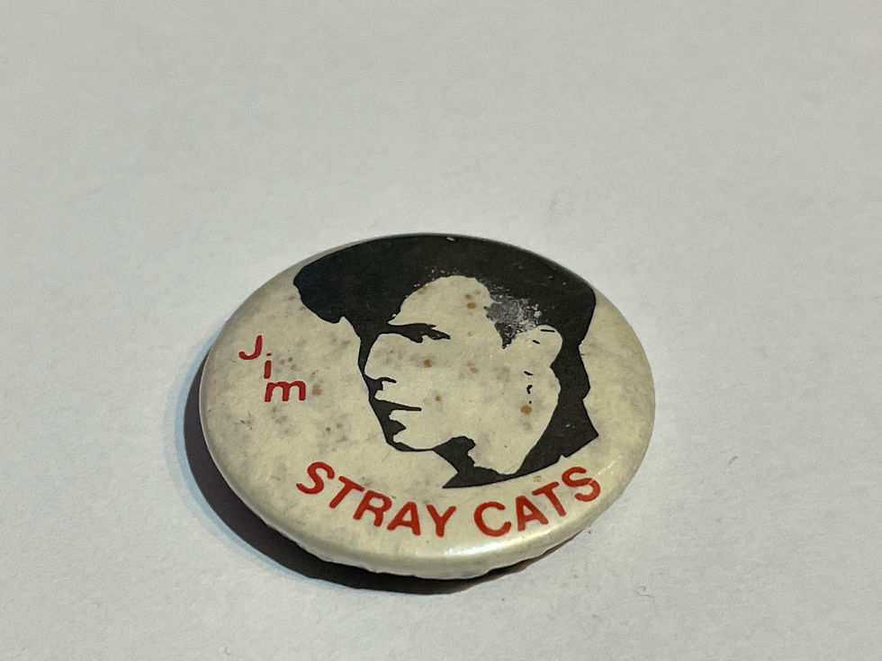Vintage Stray Cats Jim (Slim Jim Phantom) Pin Badge Close