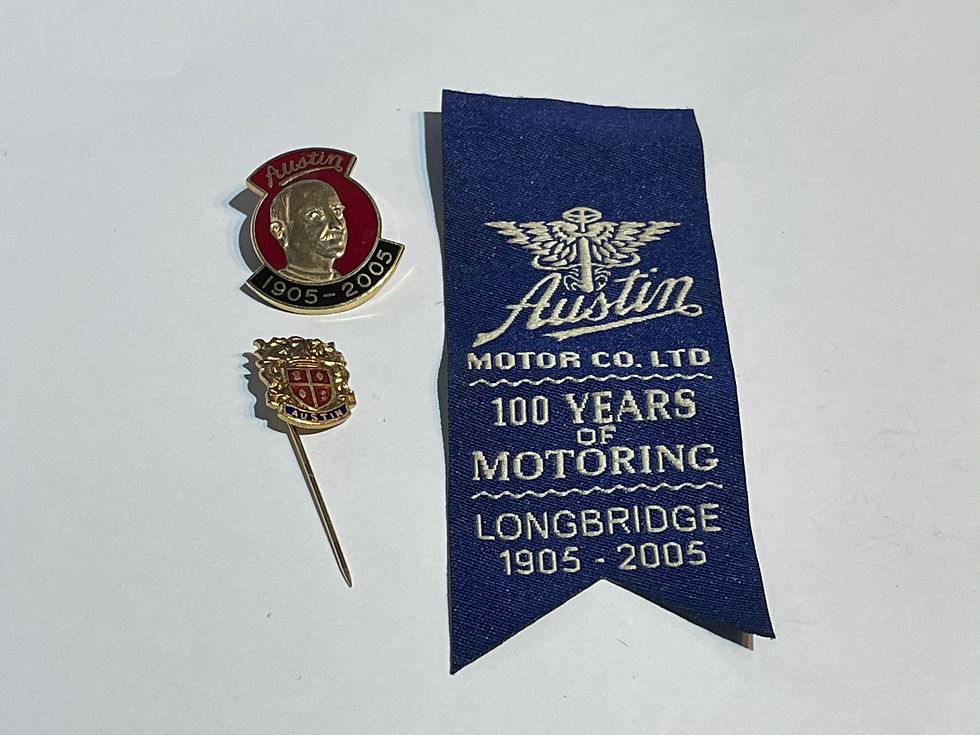 Rare 9ct Gold Austin 1905-2005 Enamel Badge+Ribbon+Pin