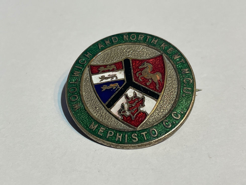 Thumbnail: Woolwich & North Kent N.C.U. Mephisto Cycling Club Enamel Badge Close