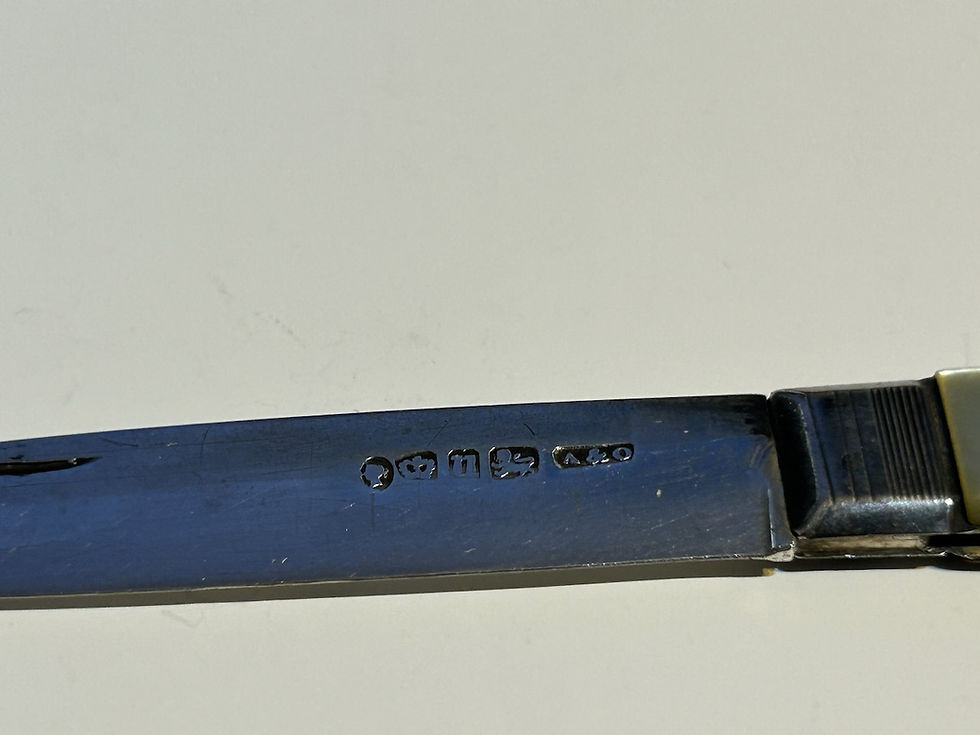 Thumbnail: 1840 Atkin & Oxley Mother of Pearl & Silver Fruit / Pocket Knife Hallmark