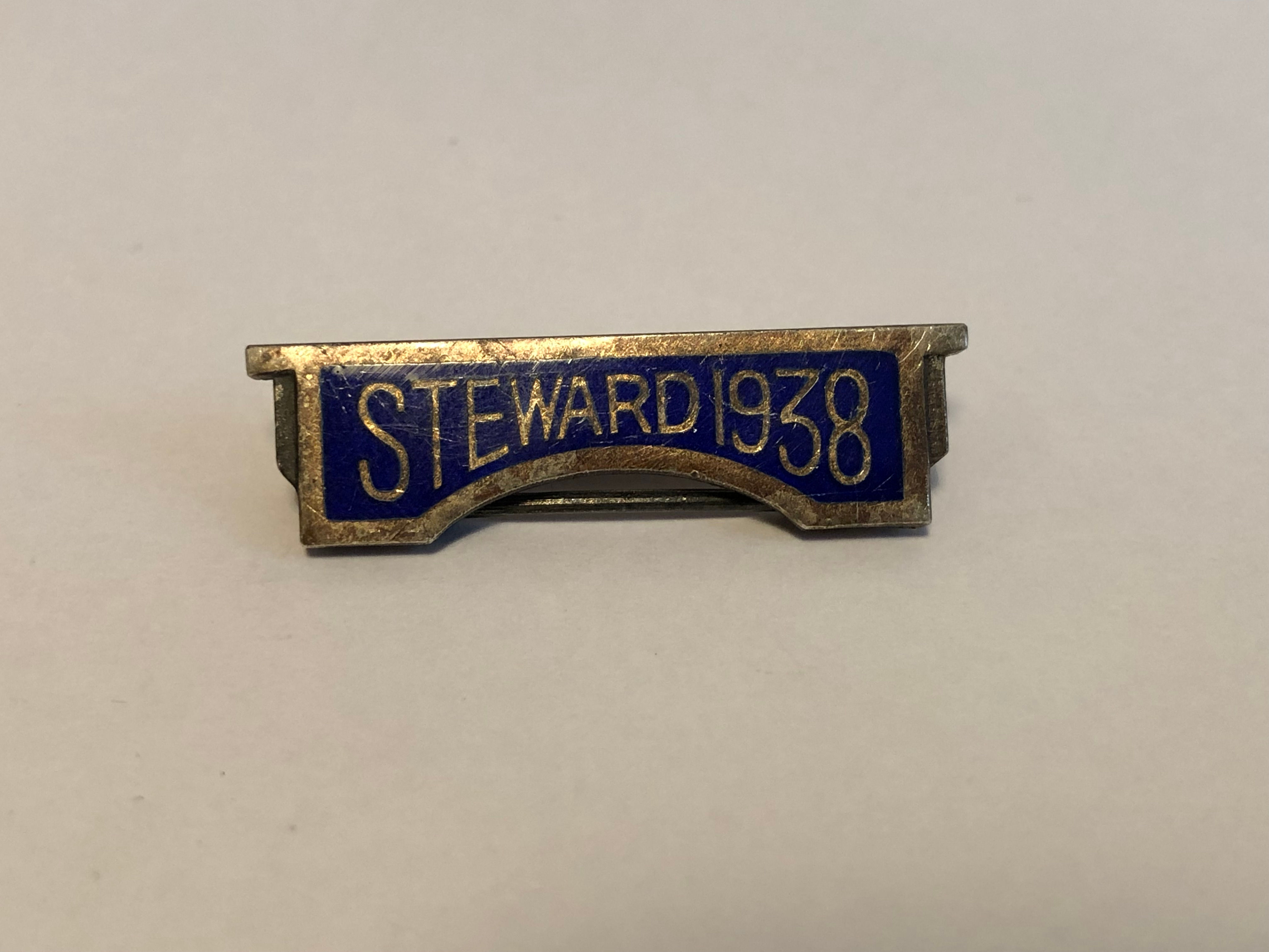 1938 Steward Enamel Badge / Ribbon Holder